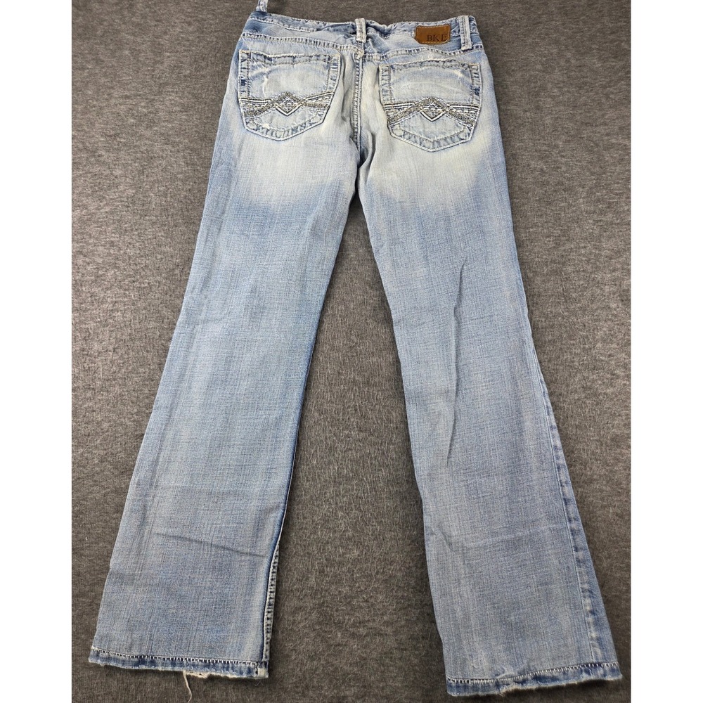 BKE Jeans Mens 30x32 Blue Aiden Bootcut Distressed Embroidered 100% Cotton